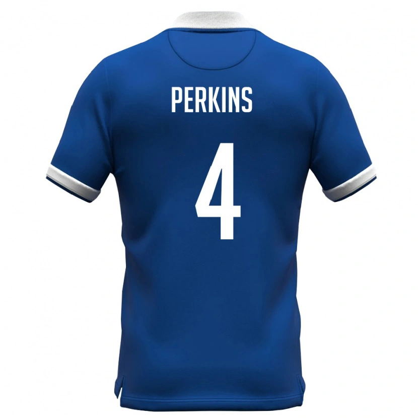 Danxen Dětské Kypr Antonio Perkins #4 Královská Modrá Bílá Domů Hráčské Dresy 26-28 Dres