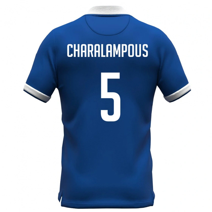 Danxen Dětské Kypr Charalampos Charalampous #5 Královská Modrá Bílá Domů Hráčské Dresy 26-28 Dres