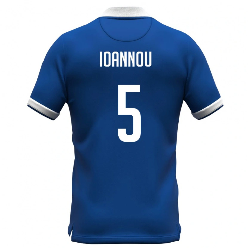 Danxen Dětské Kypr Kosmas Ioannou #5 Královská Modrá Bílá Domů Hráčské Dresy 26-28 Dres