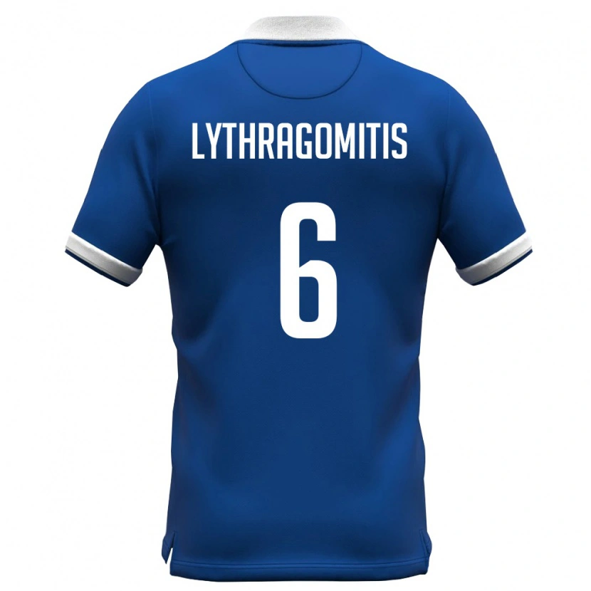 Danxen Dětské Kypr Konstantinos Lythragomitis #6 Královská Modrá Bílá Domů Hráčské Dresy 26-28 Dres