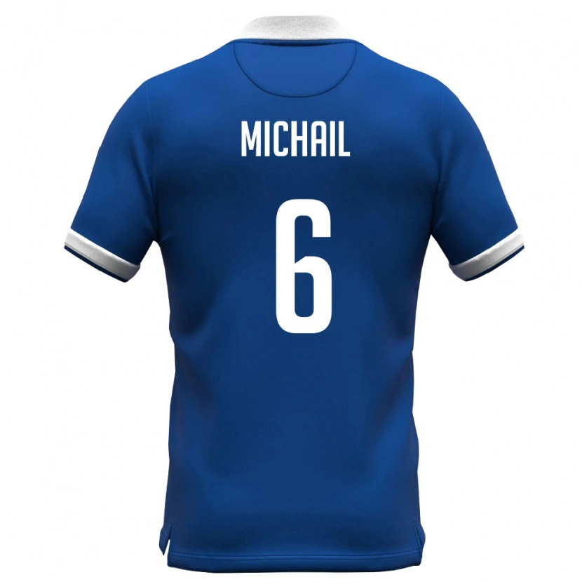 Danxen Dětské Kypr Georgios Michail #6 Královská Modrá Bílá Domů Hráčské Dresy 26-28 Dres