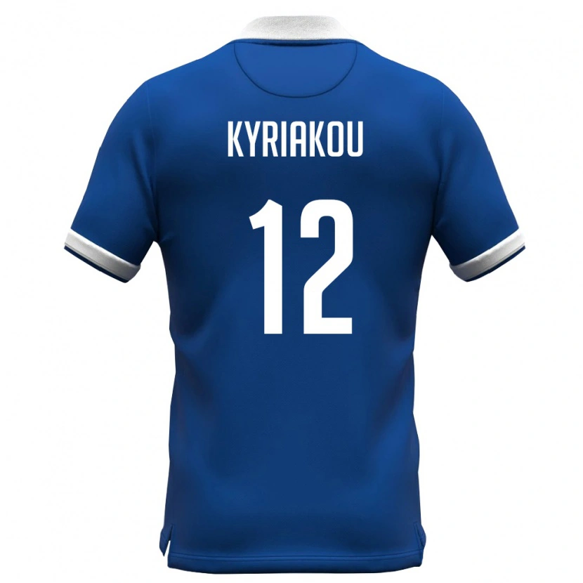 Danxen Dětské Kypr Panagiotis Kyriakou #12 Královská Modrá Bílá Domů Hráčské Dresy 26-28 Dres