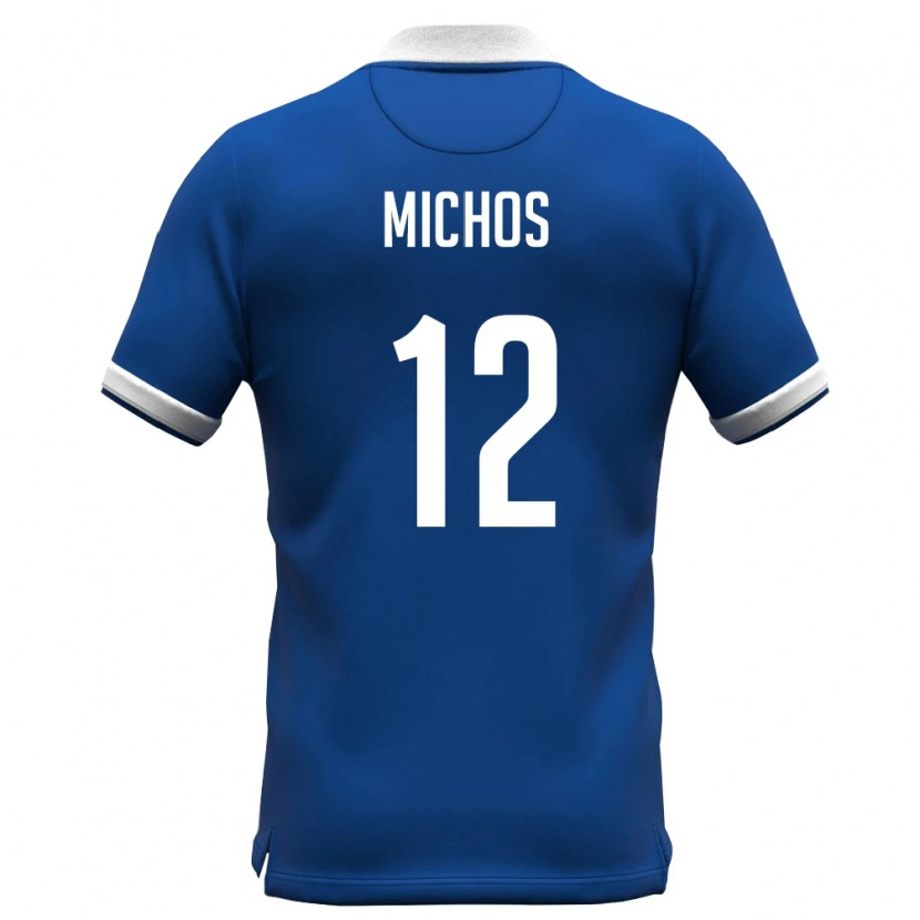 Danxen Dětské Kypr Savvas Michos #12 Královská Modrá Bílá Domů Hráčské Dresy 26-28 Dres