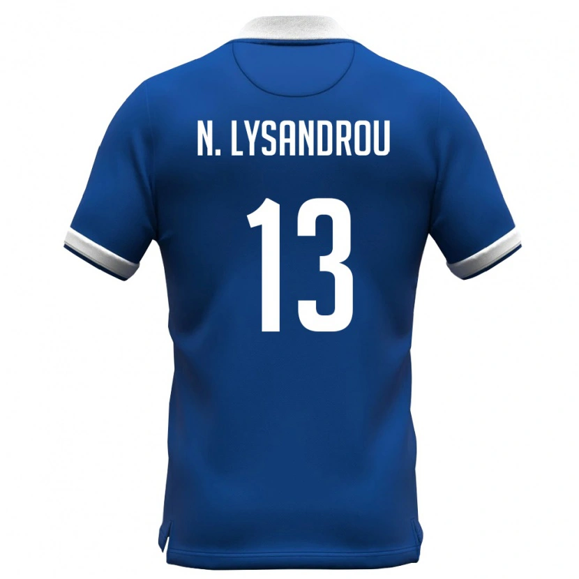 Danxen Dětské Kypr Nikolas Achilleas Lysandrou #13 Královská Modrá Bílá Domů Hráčské Dresy 26-28 Dres