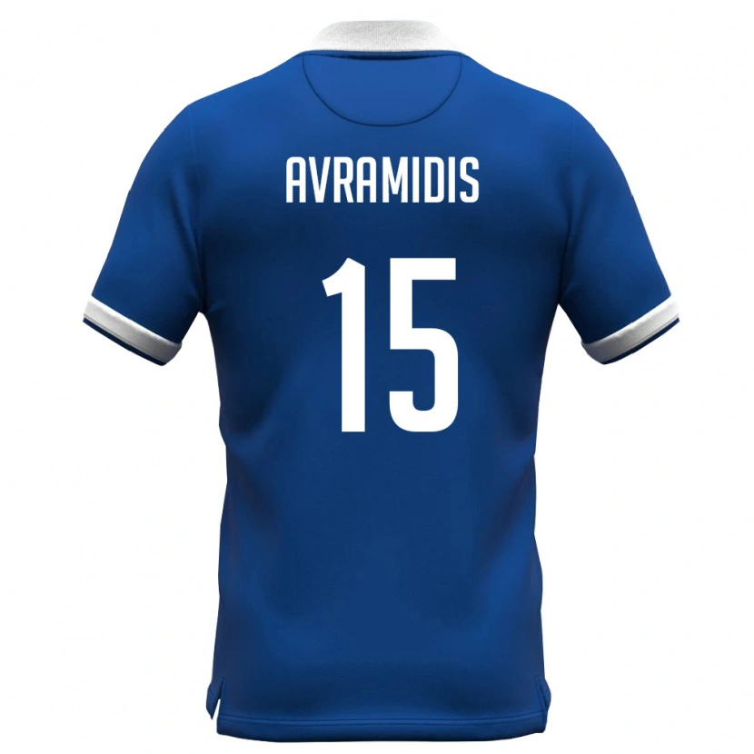Danxen Dětské Kypr Ioannis Avramidis #15 Královská Modrá Bílá Domů Hráčské Dresy 26-28 Dres