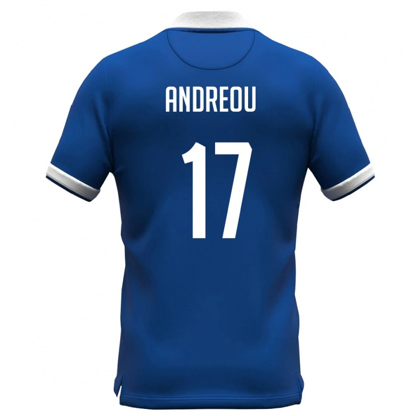 Danxen Dětské Kypr Evangelos Andreou #17 Královská Modrá Bílá Domů Hráčské Dresy 26-28 Dres