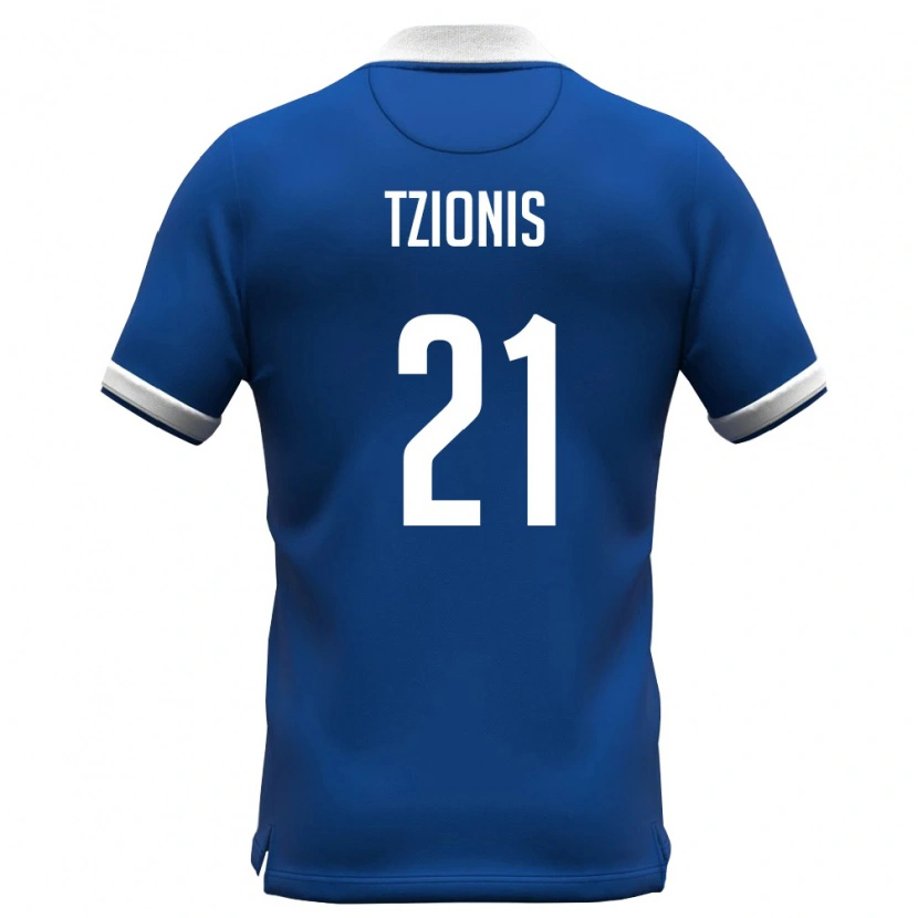 Danxen Dětské Kypr Marinos Tzionis #21 Královská Modrá Bílá Domů Hráčské Dresy 26-28 Dres