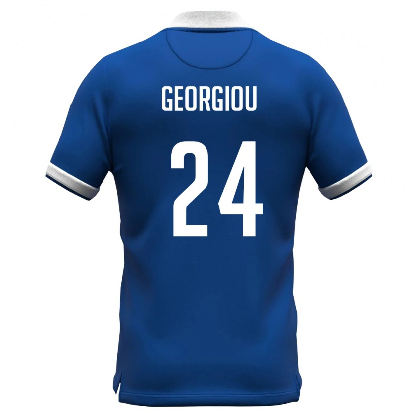 Danxen Dětské Kypr Stavros Georgiou #24 Královská Modrá Bílá Domů Hráčské Dresy 26-28 Dres