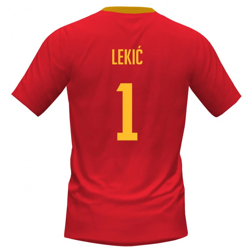 Danxen Dětské Černá Hora Edin Lekić #1 Červená Žlutá Domů Hráčské Dresy 26-28 Dres