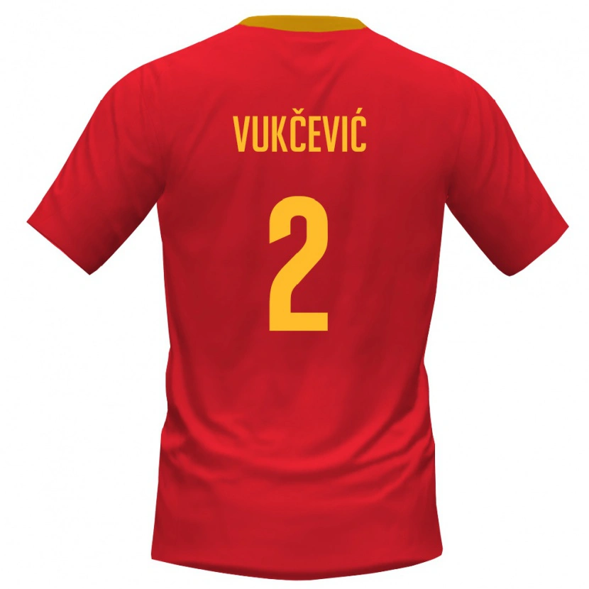Danxen Dětské Černá Hora Andrija Vukcevic #2 Červená Žlutá Domů Hráčské Dresy 26-28 Dres