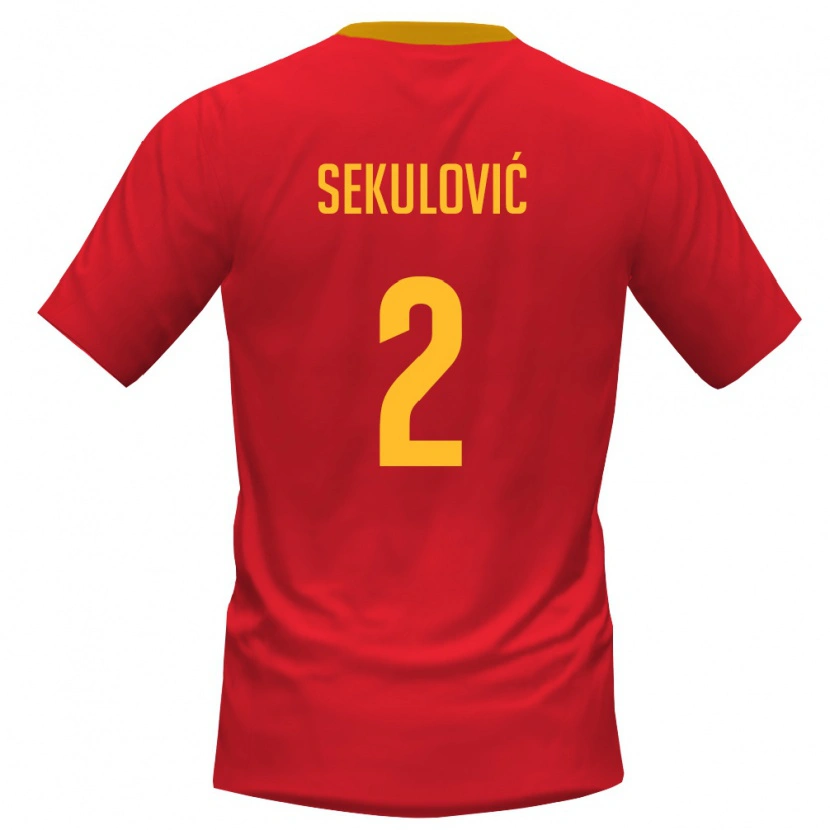 Danxen Dětské Černá Hora Petar Sekulović #2 Červená Žlutá Domů Hráčské Dresy 26-28 Dres