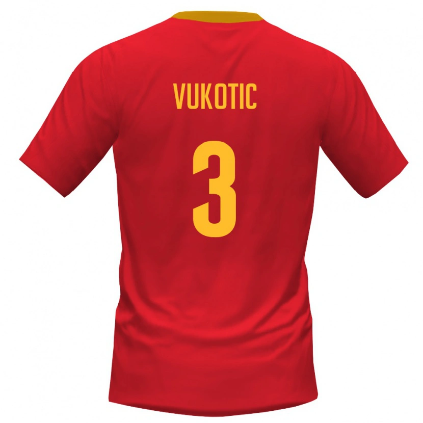 Danxen Dětské Černá Hora Balsa Vukotic #3 Červená Žlutá Domů Hráčské Dresy 26-28 Dres