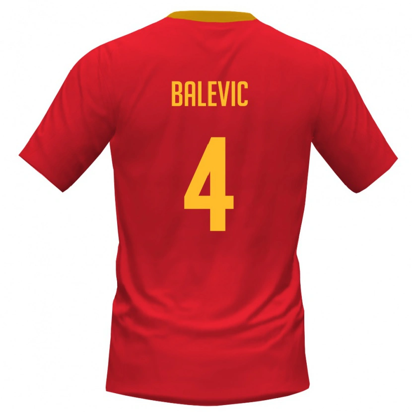 Danxen Dětské Černá Hora Nikola Balevic #4 Červená Žlutá Domů Hráčské Dresy 26-28 Dres