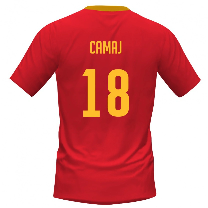 Danxen Dětské Černá Hora Driton Camaj #18 Červená Žlutá Domů Hráčské Dresy 26-28 Dres