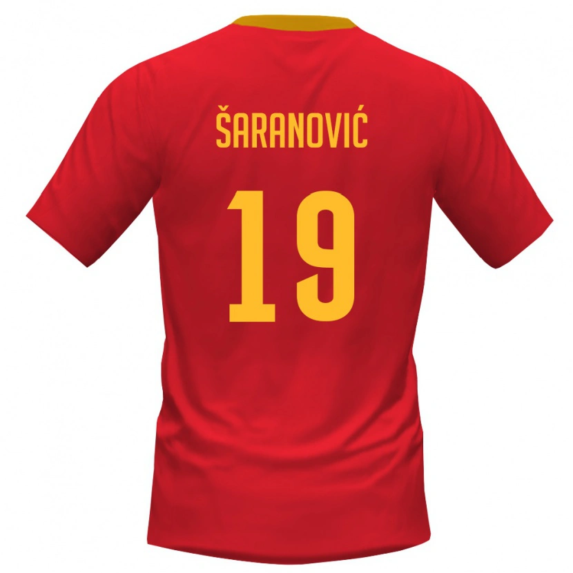 Danxen Dětské Černá Hora Dragutin Šaranović #19 Červená Žlutá Domů Hráčské Dresy 26-28 Dres