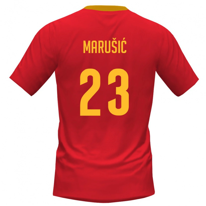 Danxen Dětské Černá Hora Adam Marusic #23 Červená Žlutá Domů Hráčské Dresy 26-28 Dres