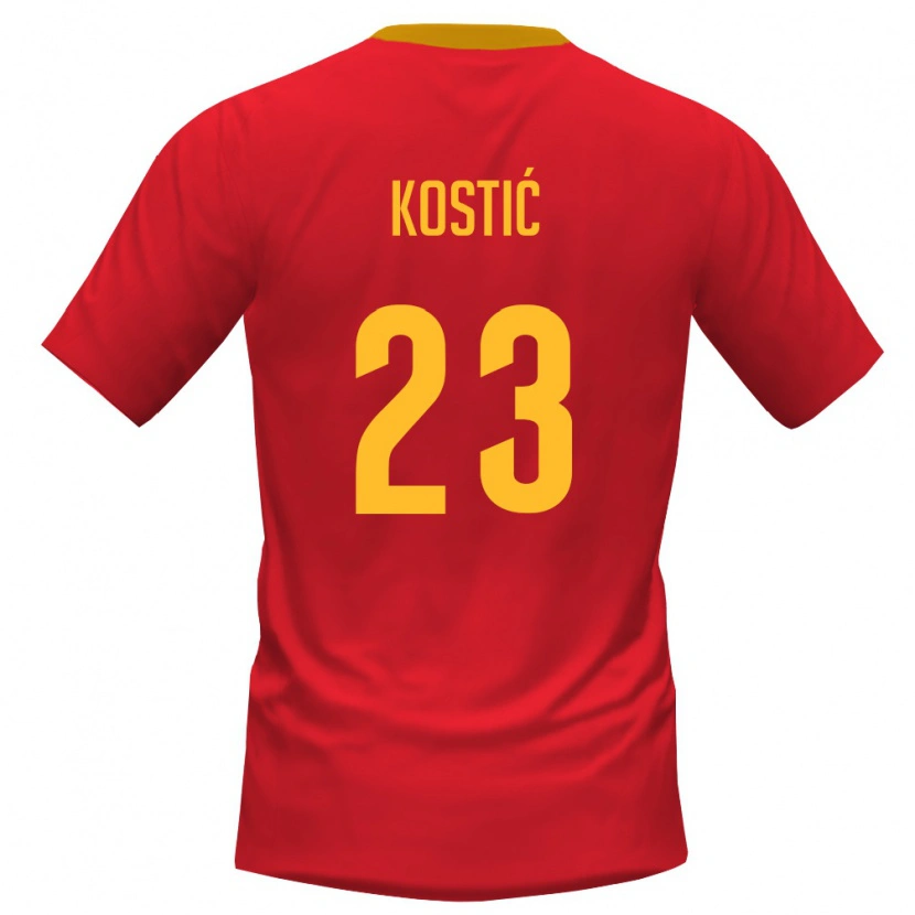 Danxen Dětské Černá Hora Andrej Kostic #23 Červená Žlutá Domů Hráčské Dresy 26-28 Dres