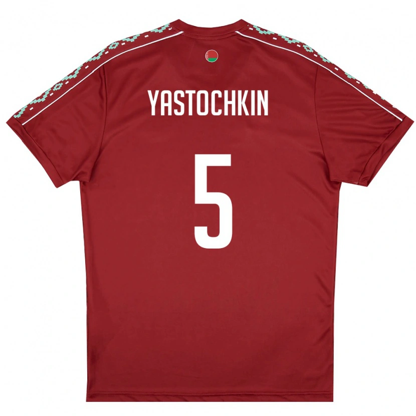 Danxen Dětské Bělorusko Anatoliy Yastochkin #5 Tmavě Červená Bílá Domů Hráčské Dresy 26-28 Dres