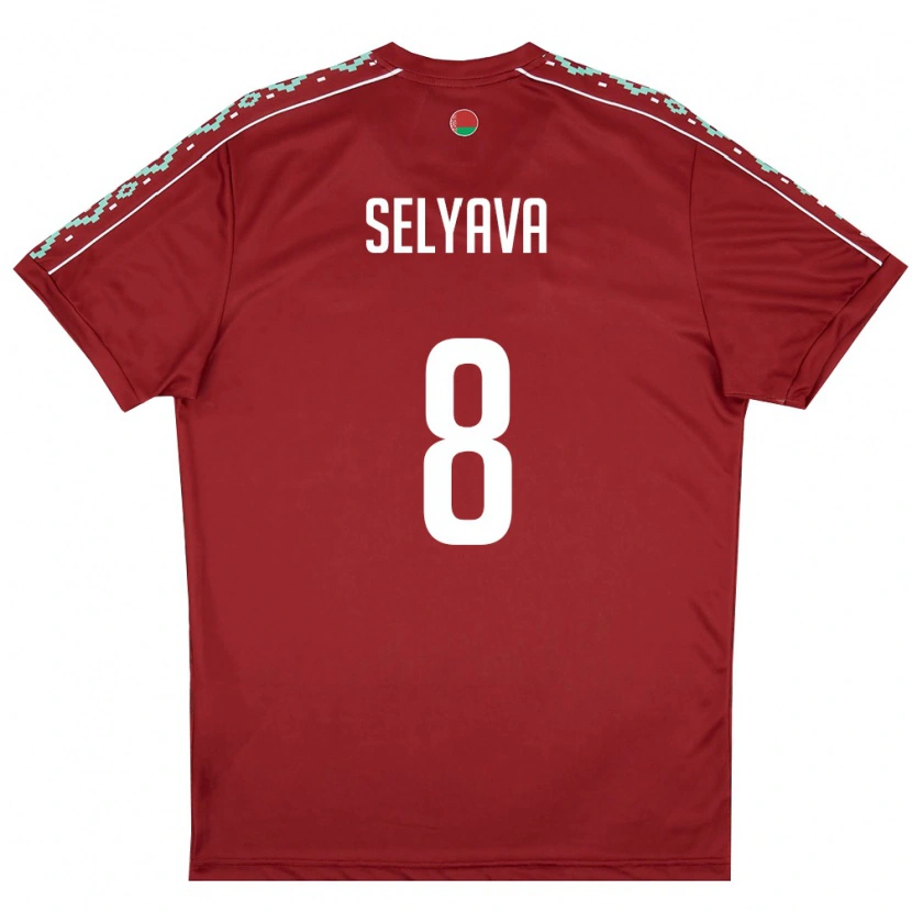 Danxen Dětské Bělorusko Aleksandr Selyava #8 Tmavě Červená Bílá Domů Hráčské Dresy 26-28 Dres