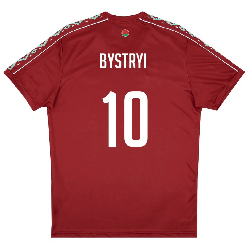 Danxen Dětské Bělorusko Ivan Bystryi #10 Tmavě Červená Bílá Domů Hráčské Dresy 26-28 Dres