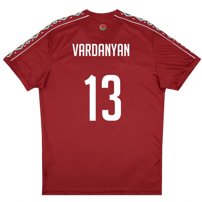 Danxen Dětské Bělorusko Karen Vardanyan #13 Tmavě Červená Bílá Domů Hráčské Dresy 26-28 Dres