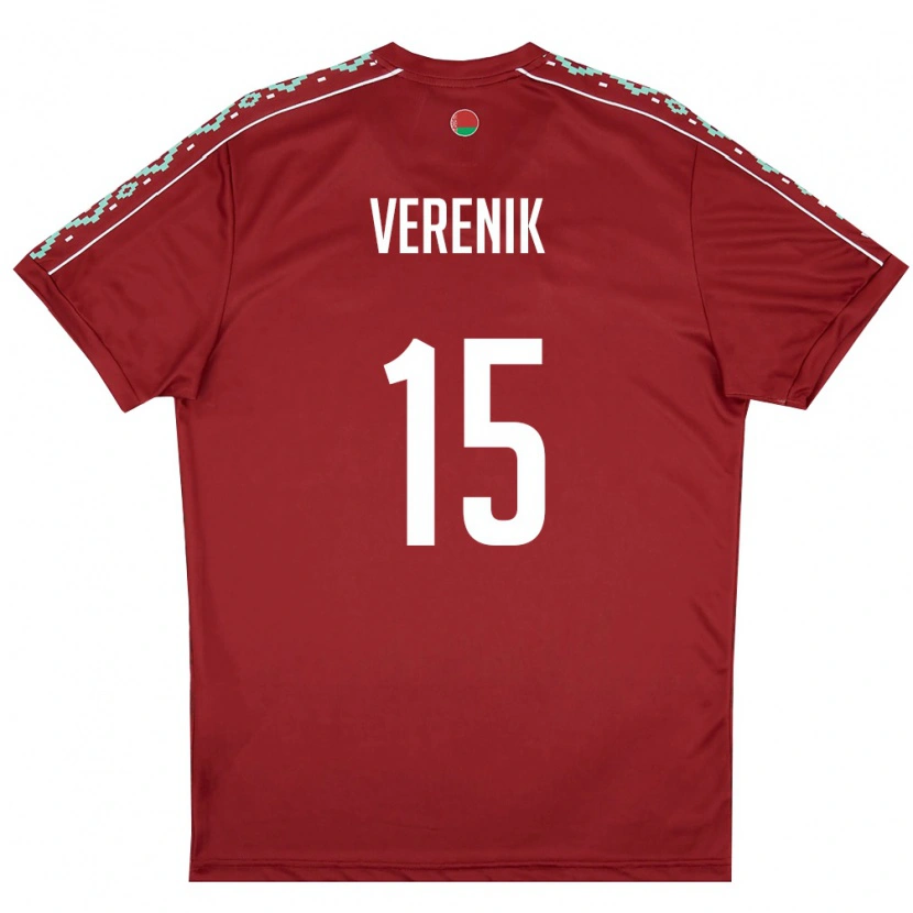 Danxen Dětské Bělorusko Vladislav Verenik #15 Tmavě Červená Bílá Domů Hráčské Dresy 26-28 Dres