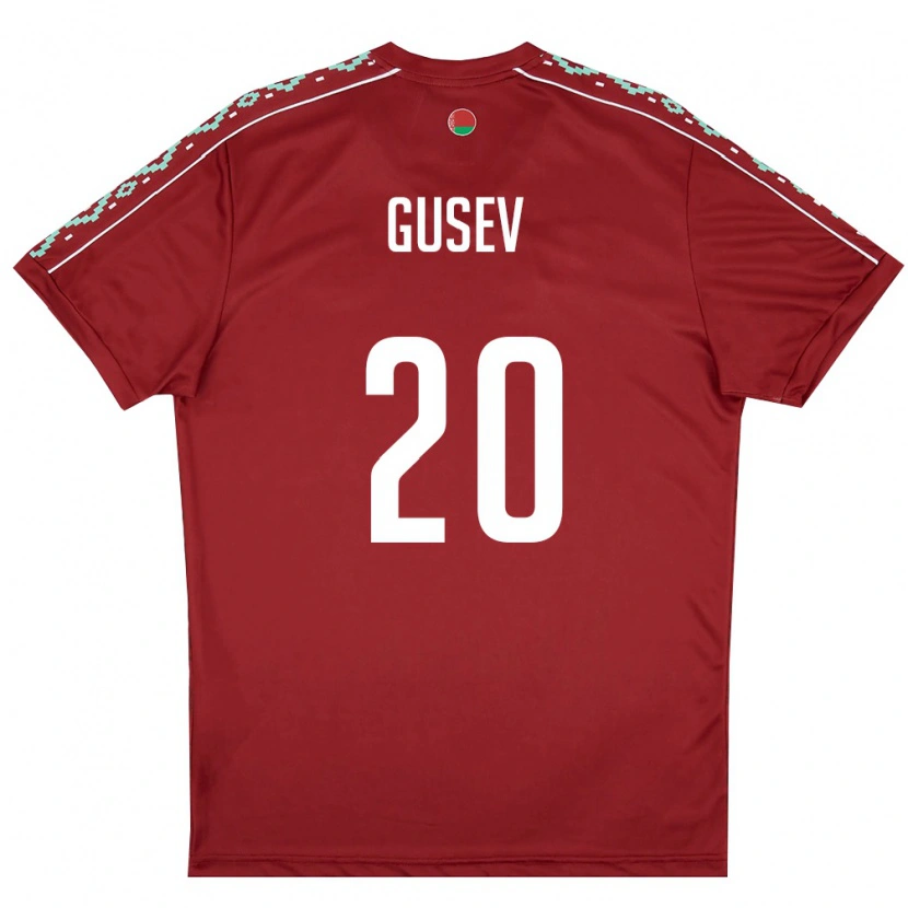 Danxen Dětské Bělorusko Bogdan Gusev #20 Tmavě Červená Bílá Domů Hráčské Dresy 26-28 Dres