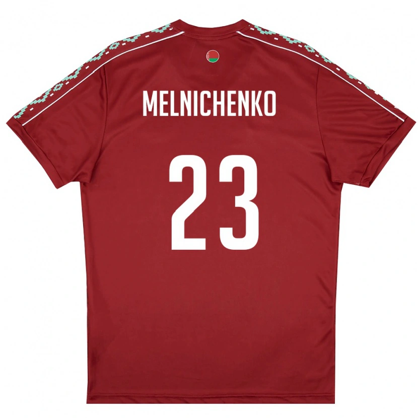Danxen Dětské Bělorusko Trofim Melnichenko #23 Tmavě Červená Bílá Domů Hráčské Dresy 26-28 Dres