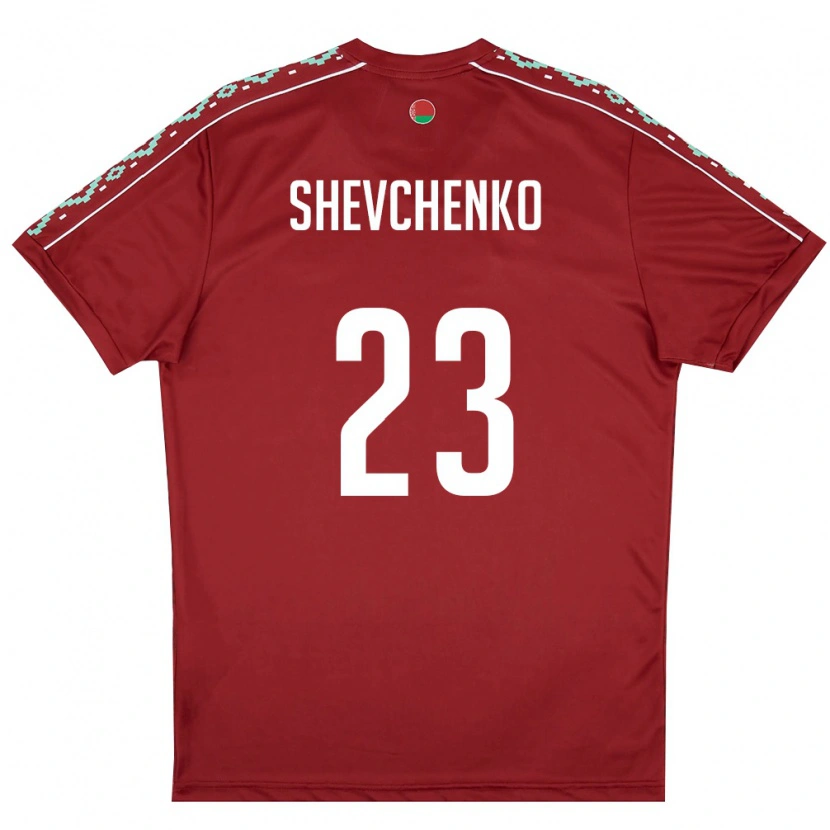 Danxen Dětské Bělorusko Gleb Shevchenko #23 Tmavě Červená Bílá Domů Hráčské Dresy 26-28 Dres