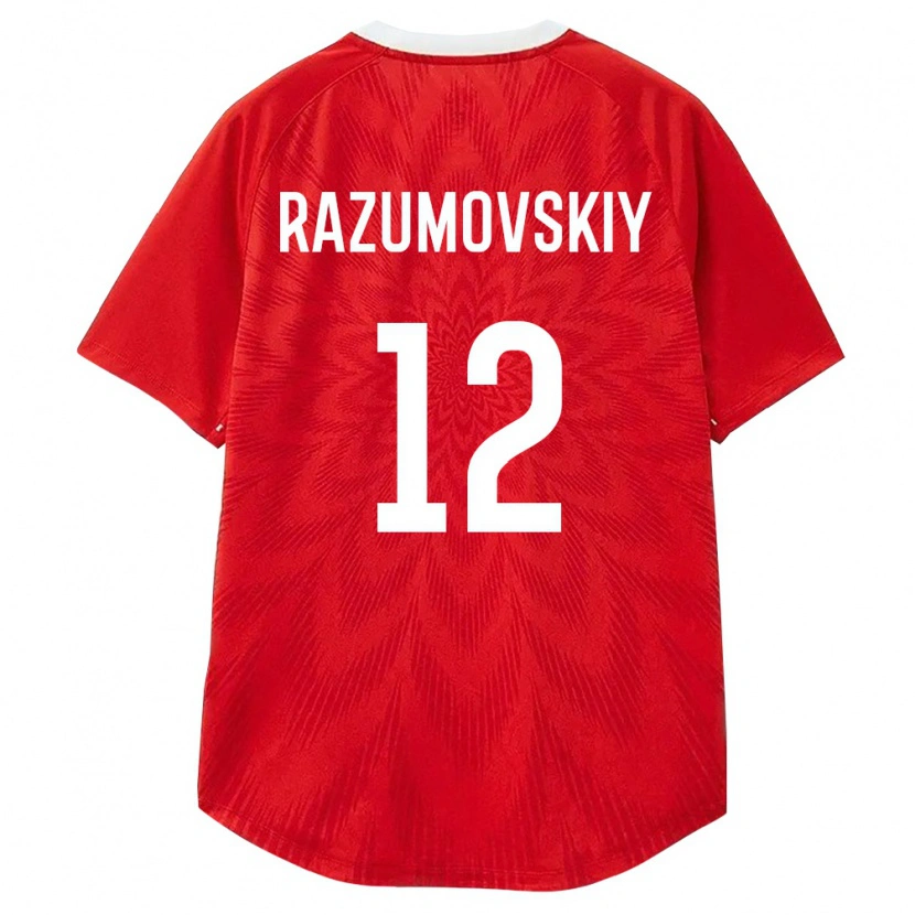 Danxen Dětské Rusko Timofey Razumovskiy #12 Červená Bílá Hnědá Domů Hráčské Dresy 26-28 Dres
