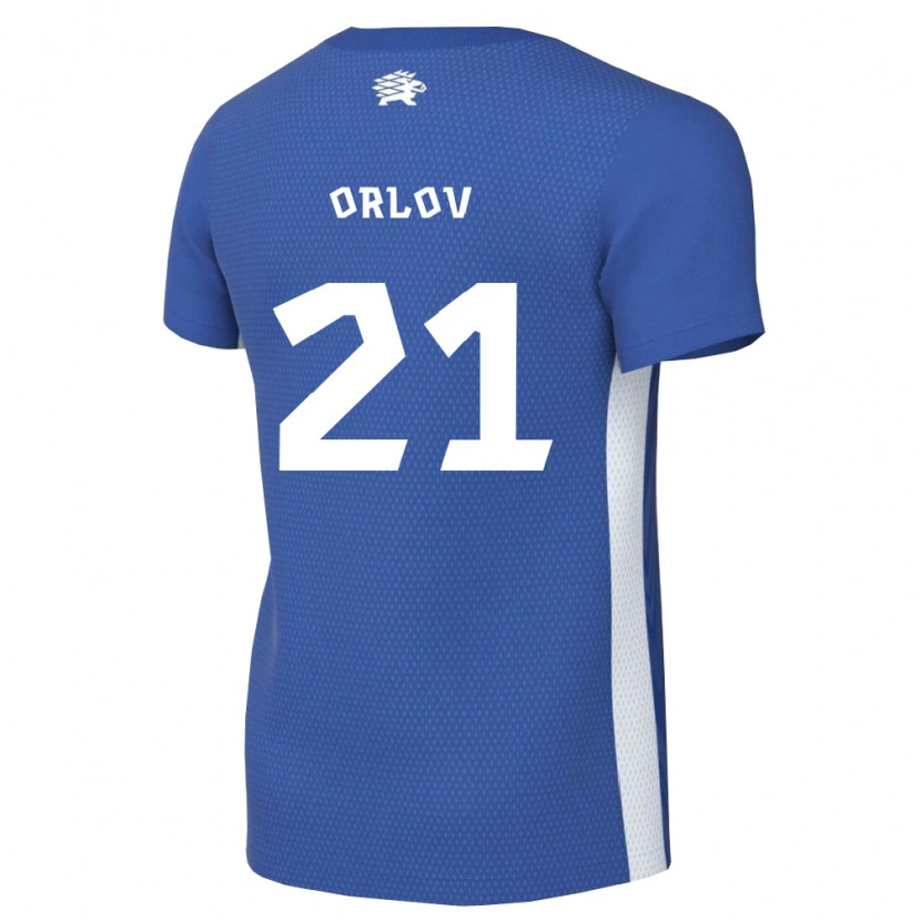 Danxen Dětské Estonsko Mihhail Orlov #21 Tmavě Modrá Bílá Domů Hráčské Dresy 26-28 Dres
