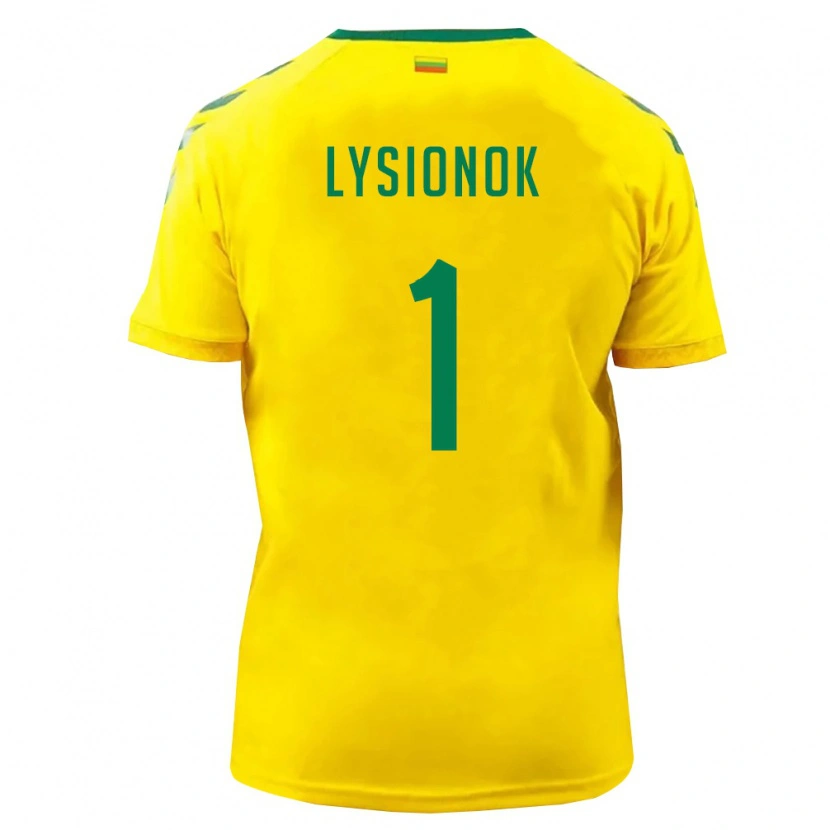 Danxen Dětské Litva Ernestas Lysionok #1 Žlutá Zelená Domů Hráčské Dresy 26-28 Dres