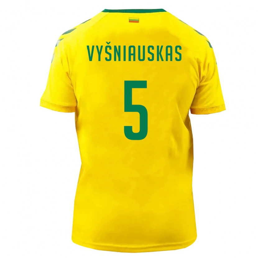 Danxen Dětské Litva Nojus Vyšniauskas #5 Žlutá Zelená Domů Hráčské Dresy 26-28 Dres