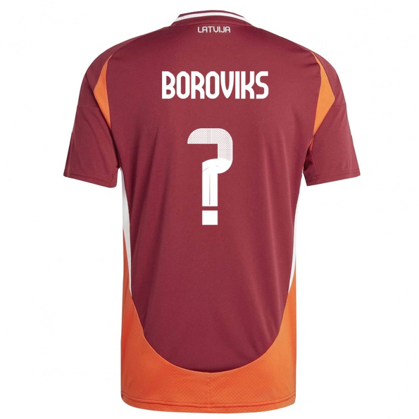 Danxen Dětské Lotyšsko Savelijs Boroviks #0 Tmavě Červená Bílá Oranžová Domů Hráčské Dresy 26-28 Dres