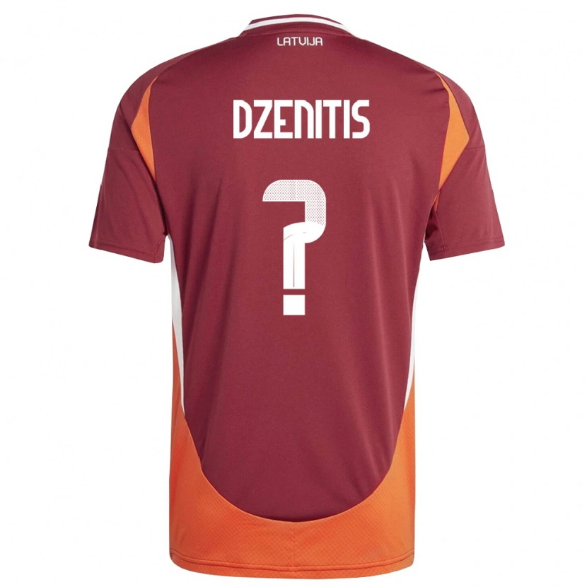 Danxen Dětské Lotyšsko Olivers Dzenitis #0 Tmavě Červená Bílá Oranžová Domů Hráčské Dresy 26-28 Dres