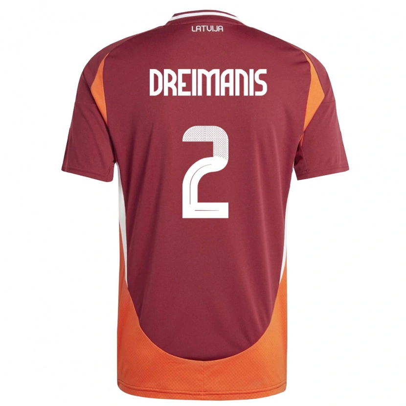 Danxen Dětské Lotyšsko Adams Dreimanis #2 Tmavě Červená Bílá Oranžová Domů Hráčské Dresy 26-28 Dres