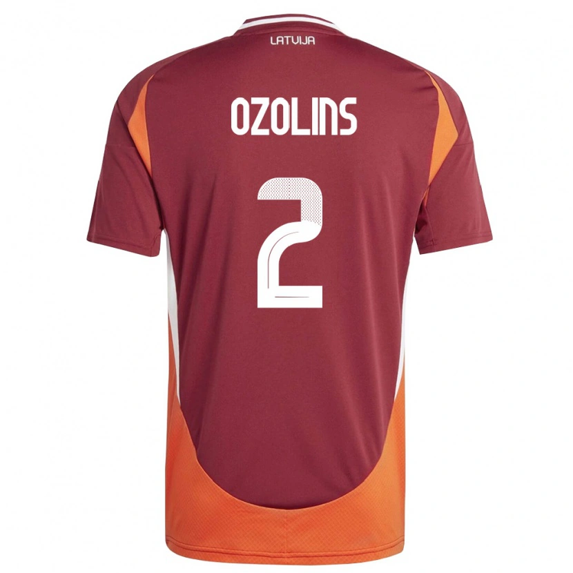 Danxen Dětské Lotyšsko Ernests Ozolins #2 Tmavě Červená Bílá Oranžová Domů Hráčské Dresy 26-28 Dres