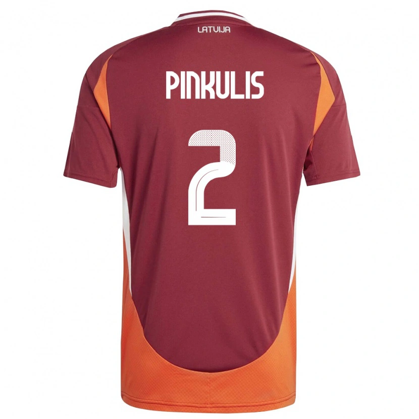 Danxen Dětské Lotyšsko Pauls Pinkulis #2 Tmavě Červená Bílá Oranžová Domů Hráčské Dresy 26-28 Dres