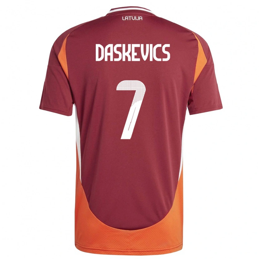 Danxen Dětské Lotyšsko Eduards Daskevics #7 Tmavě Červená Bílá Oranžová Domů Hráčské Dresy 26-28 Dres