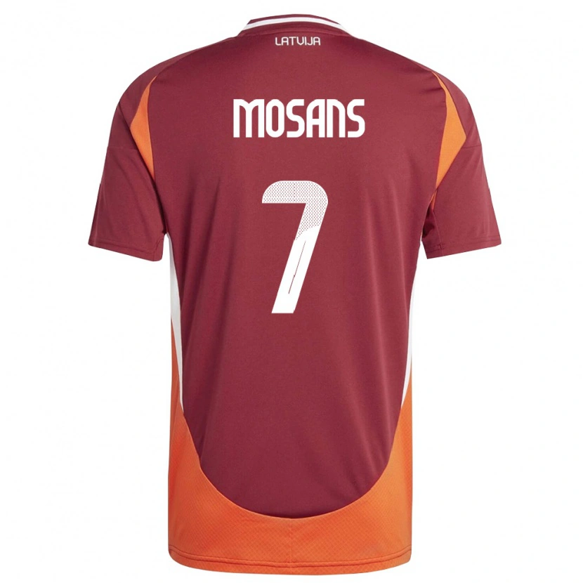 Danxen Dětské Lotyšsko Kristaps Mosans #7 Tmavě Červená Bílá Oranžová Domů Hráčské Dresy 26-28 Dres