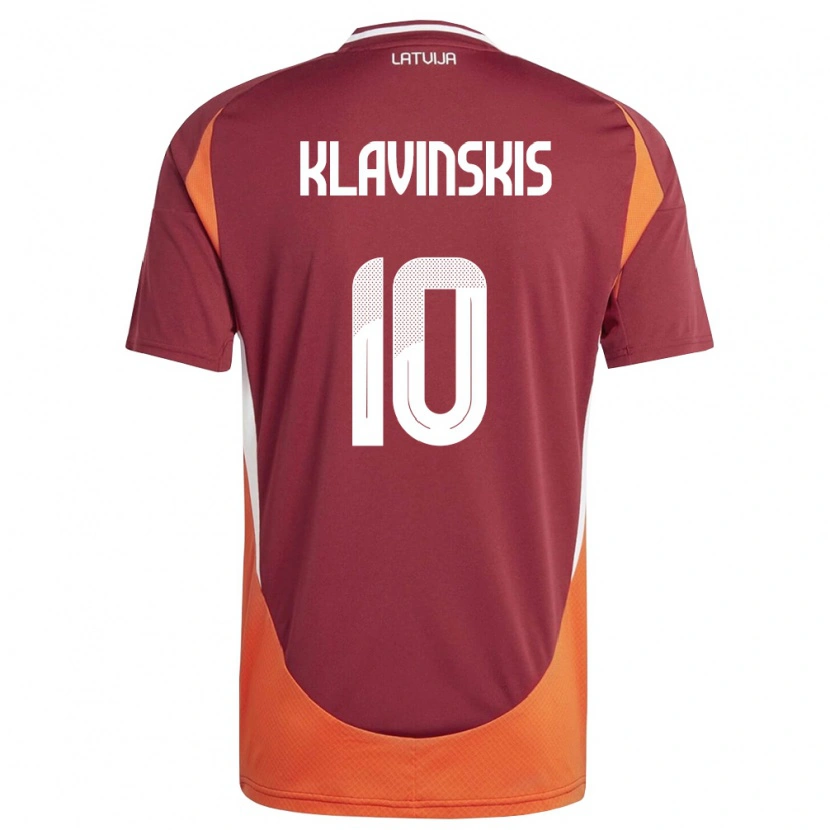 Danxen Dětské Lotyšsko Rudolfs Klavinskis #10 Tmavě Červená Bílá Oranžová Domů Hráčské Dresy 26-28 Dres