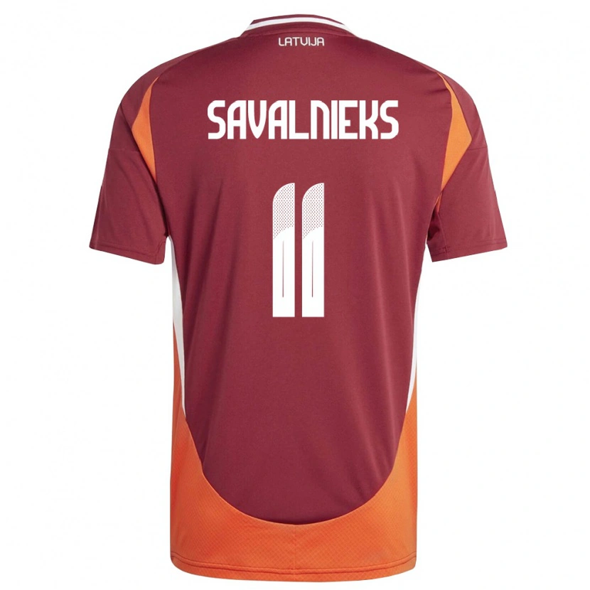 Danxen Dětské Lotyšsko Roberts Savalnieks #11 Tmavě Červená Bílá Oranžová Domů Hráčské Dresy 26-28 Dres