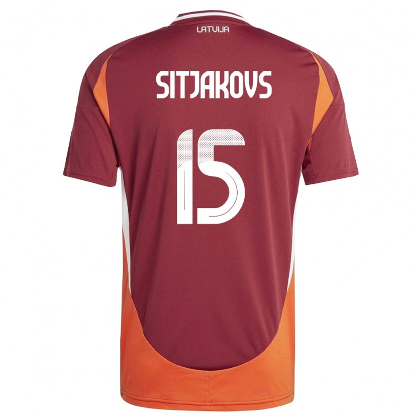 Danxen Dětské Lotyšsko Ralfs Sitjakovs #15 Tmavě Červená Bílá Oranžová Domů Hráčské Dresy 26-28 Dres