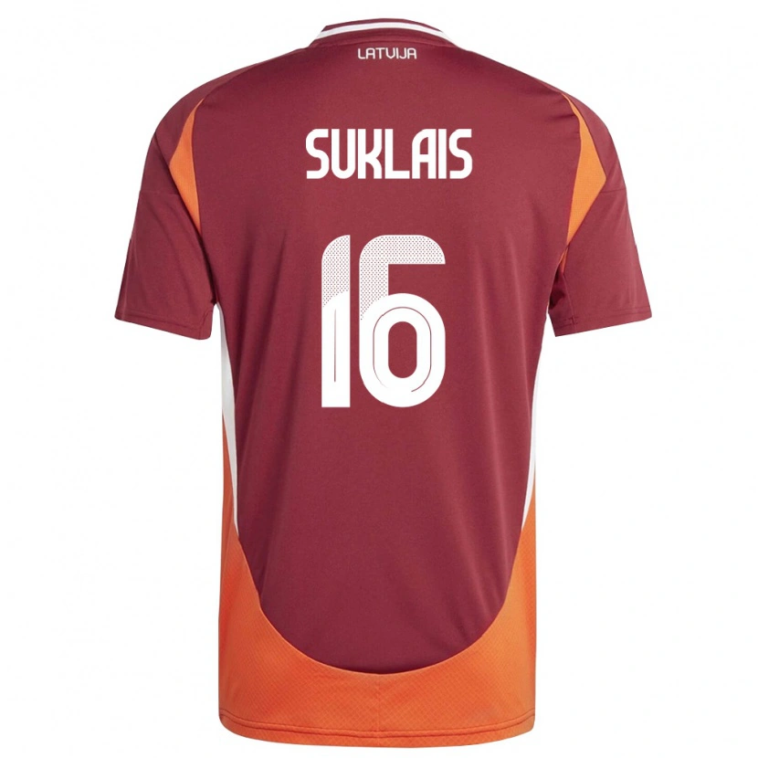 Danxen Dětské Lotyšsko Ralfs Suklais #16 Tmavě Červená Bílá Oranžová Domů Hráčské Dresy 26-28 Dres