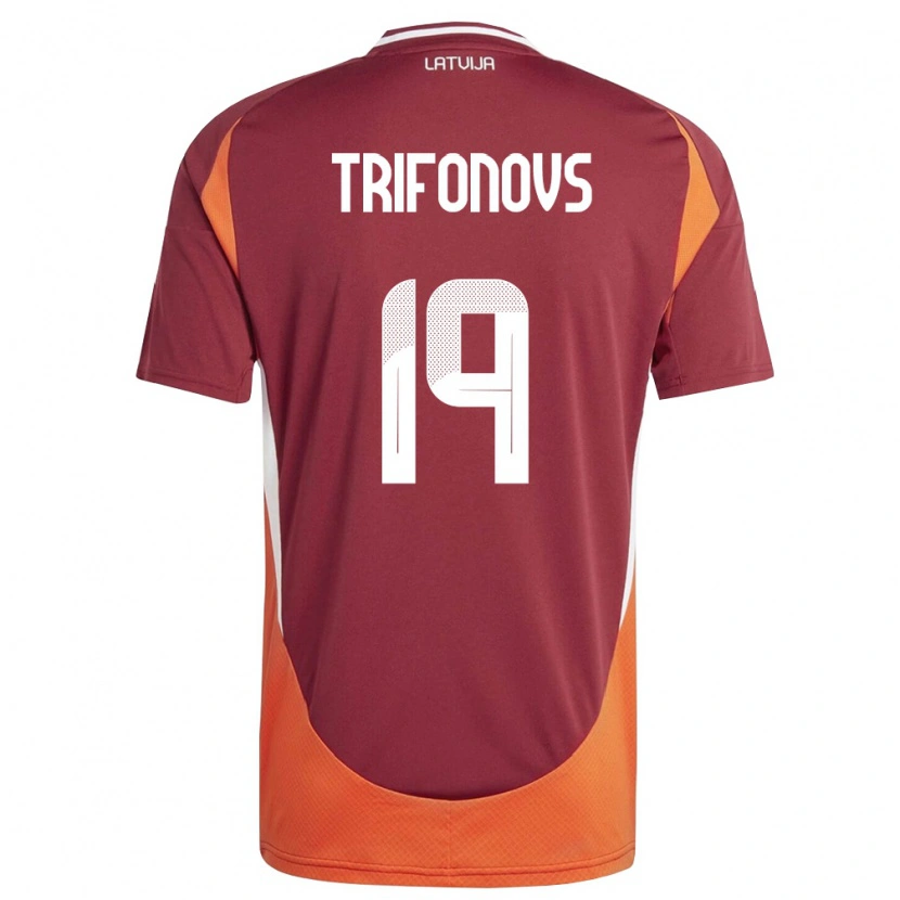 Danxen Dětské Lotyšsko Ratmirs Trifonovs #19 Tmavě Červená Bílá Oranžová Domů Hráčské Dresy 26-28 Dres