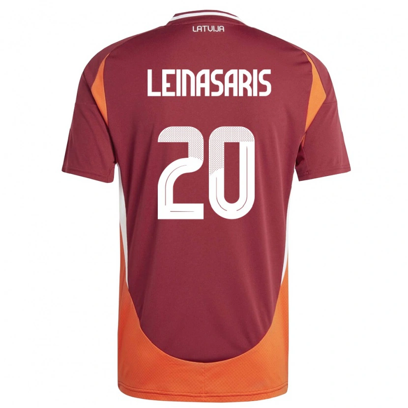 Danxen Dětské Lotyšsko Augusts Leinasaris #20 Tmavě Červená Bílá Oranžová Domů Hráčské Dresy 26-28 Dres