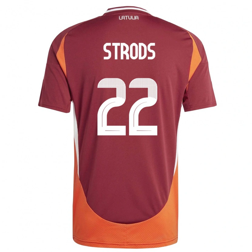 Danxen Dětské Lotyšsko Markuss Strods #22 Tmavě Červená Bílá Oranžová Domů Hráčské Dresy 26-28 Dres