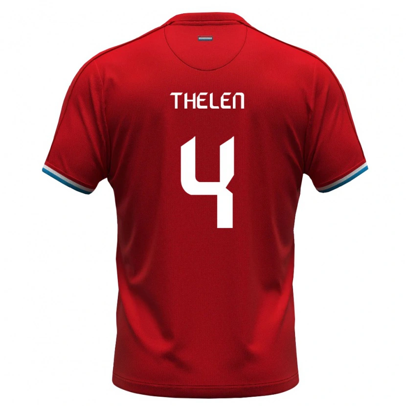 Danxen Dětské Lucembursko Eliot Thelen #4 Červená Bílá Modrá Domů Hráčské Dresy 26-28 Dres
