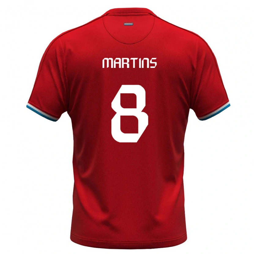 Danxen Dětské Lucembursko Christopher Martins #8 Červená Bílá Modrá Domů Hráčské Dresy 26-28 Dres