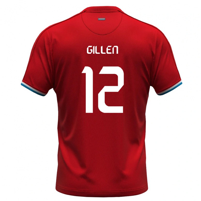 Danxen Dětské Lucembursko Max Gillen #12 Červená Bílá Modrá Domů Hráčské Dresy 26-28 Dres